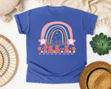 Hello Pre-K Rainbow graphic tee in Flo Blue