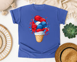 Patriotic Ice Cream Cone Red graphic tee in Flo Blue
