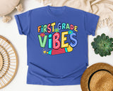 First Grade Vibes Marquee graphic tee in Flo Blue