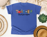 Teacher Teach Love Inspire graphic tee in Flo Blue