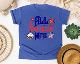 All American Wife graphic tee in Flo Blue