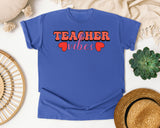 Teacher Vibes Hearts graphic tee in Flo Blue