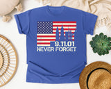 Never Forget Red graphic tee in Flo Blue