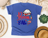 Boom Y'all Red graphic tee in Flo Blue