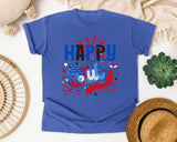 Happy 4th July graphic tee in Flo Blue