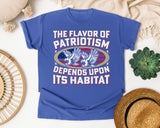 The Flavor Of Patriotism graphic tee in Flo Blue