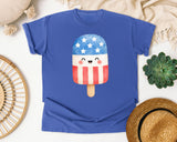 Patriotic Popsicle White graphic tee in Flo Blue