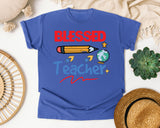 Blessed Teacher Pencil graphic tee in Flo Blue