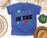 Party In The USA Blue graphic tee in Flo Blue