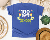 100 Days Of School Clocks graphic tee in Flo Blue