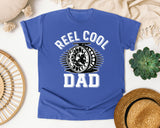 Reel Cool Dad White graphic tee in Flo Blue