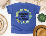 Growing Minds At Work graphic tee in Flo Blue