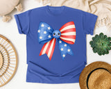 Patriotic Flag Bow Blue graphic tee in Flo Blue