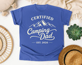 Certified Camping Dad Grey 2 graphic tee in Flo Blue