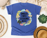 Smiles First Lessons Next graphic tee in Flo Blue
