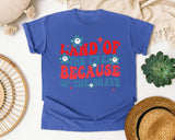 Land Of The Free Because Of The Brave Red graphic tee in Flo Blue