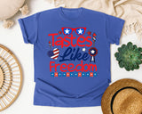 Tastes Like Freedom graphic tee in Flo Blue