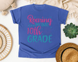Roaring My Into 10th Grade graphic tee in Flo Blue