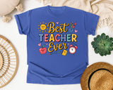 Best Teacher Ever Grey graphic tee in Flo Blue