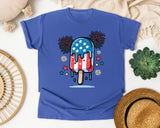 Patriotic Popsicle Fireworks graphic tee in Flo Blue