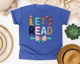 Lets Read graphic tee in Flo Blue