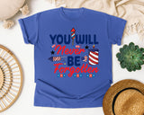 You Will Never Be Forgotten graphic tee in Flo Blue