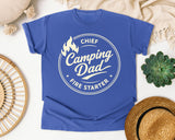 Chief Camping Dad Fire Starter Classic graphic tee in Flo Blue