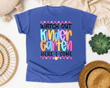 Watch Out Kindergarten Here I Come graphic tee in Flo Blue