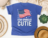 Star Spangled Cutie White 3 graphic tee in Flo Blue