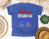 History Began On 4th July 1776 graphic tee in Flo Blue