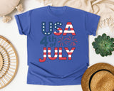 USA 4th Of July Grey 2 graphic tee in Flo Blue