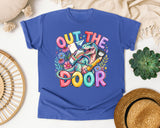 Out The Door Dinosaur graphic tee in Flo Blue