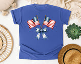 Crossed American Flags graphic tee in Flo Blue