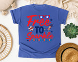 Free To Sparkle Red graphic tee in Flo Blue