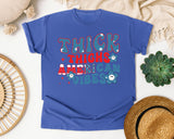 Thick Thighs American Vibes graphic tee in Flo Blue