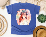 Woman In Uncle Sam Hat graphic tee in Flo Blue