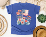 Flag With Flowers graphic tee in Flo Blue
