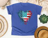 Distressed Flag Heart graphic tee in Flo Blue