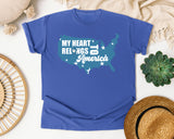 My Heart Belongs To America Blue graphic tee in Flo Blue