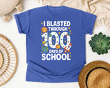 I Blasted Through 100 Days Of School graphic tee in Flo Blue