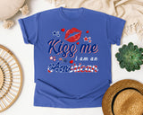 Kiss Me I Am An American graphic tee in Flo Blue