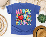 Happy To See Your Face Books graphic tee in Flo Blue
