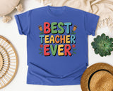 Best Teacher Ever Grey 3 graphic tee in Flo Blue