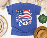 Star Spangled Cutie White 4 graphic tee in Flo Blue