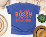 I'm Not Bossy I'm The Teacher Retro graphic tee in Flo Blue