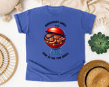 Everybody Chill Dad Is On The Grill Brown graphic tee in Flo Blue
