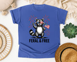 Feral And Free Grey 2 graphic tee in Flo Blue