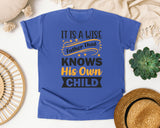 It Is A Wise Father That Knows His Own Child Black graphic tee in Flo Blue