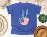 American Flag Peace Sign graphic tee in Flo Blue