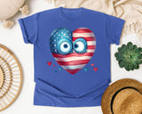 Patriotic Heart With Eyes graphic tee in Flo Blue